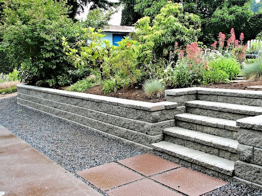 retaining wall and steps